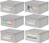 Opbergmand - opbergbox - voor kinderkamer/voor in de kast - met deksel/van stof - gemiddeld formaat - taupe/natuurlijk - per 6 stuks verpakt