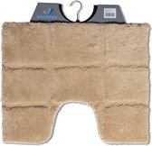 Wicotex - Toiletmat ruit Taupe - Antislip onderkant - WC mat met uitsparing - Afmeting 50x60cm