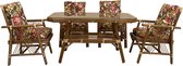 NOVA DINING SET Eetset, tafel + 4 stoelen, binnen/buiten, 80x140cm - Dark Flower