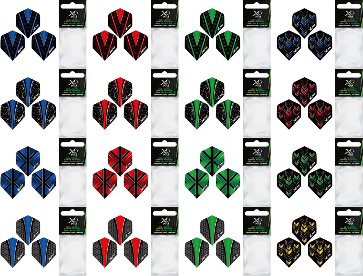XQMax Dart Flights - Multipack - 16 Sets - 48 Stuks - Extra Stevig - Darts Flights - Cadeau