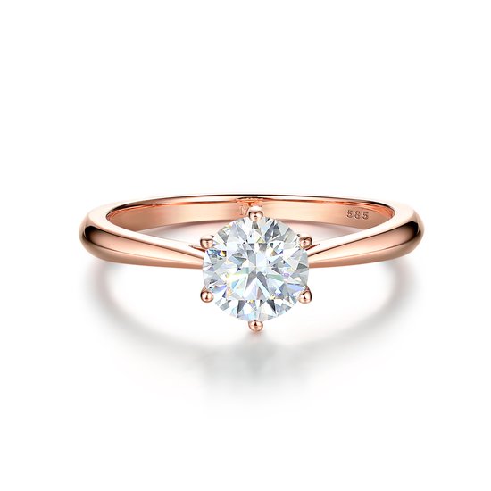 Ella - 18k Roségouden Solitair Moissanite Verlovingsring - 1 karaat