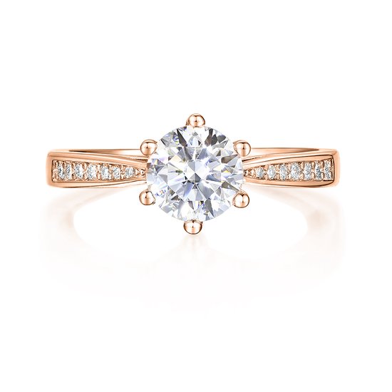 Sophia - Moissanite Verlovingsring met Pavé Zijstenen - 1 karaat