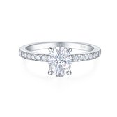 Nina - Zilveren Ovaal Moissanite Ring met Pavé Zijstenen - 1.5 karaat