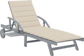 vidaXL Chaise longue avec coussin en bois d'acacia massif