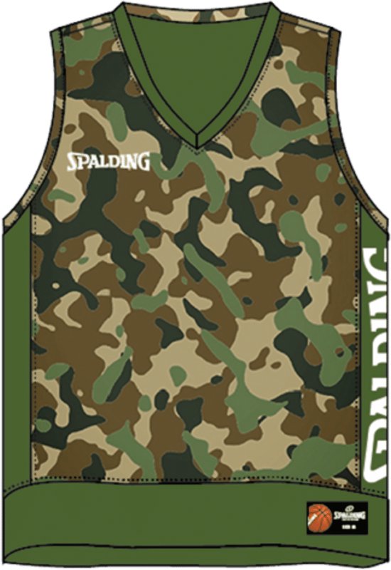 Spalding Reversible Shirt Heren - Camouflage / Khaki | Maat: 3XL