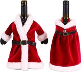Trend24 - Wijn accessoires - Cadeauverpakking wijnfles - Wijn cadeau - Wijntas - Wijnzak - Wijn verpakking - Wijnfles hoes - Kerst tafeldecoratie - Velvet - Set van 2 - Rood - Wit - 24 x 24 cm