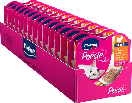 Vitakraft Poésie® Création kalkoen & kaassaus - natvoer - 15x85 gram