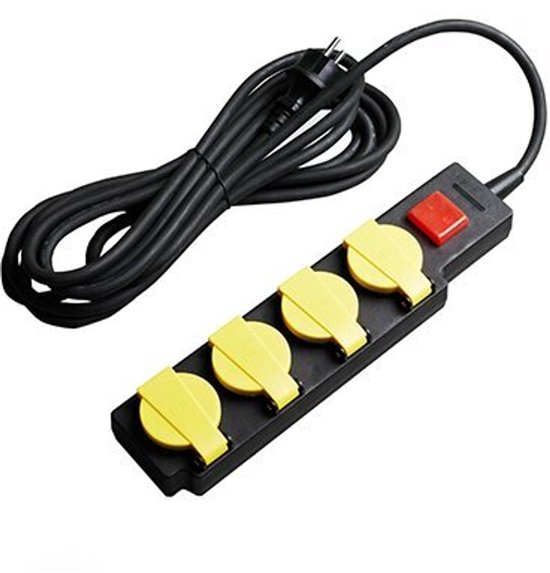 Aigostar 2-Voudig stekkerdoos met contactbescherming, 1.5 m kabel, zwart(2- Voudig, 1.5 m