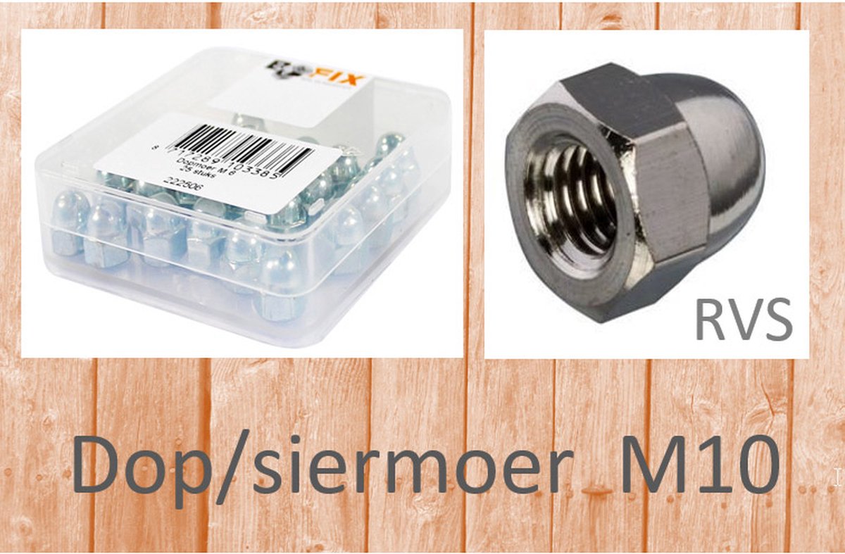 Bofix Dop/siermoer M10 RVS (25st)