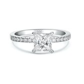 Celestia - Zilveren Princess Moissanite Ring met Pavé Zijstenen - 1.3 karaat