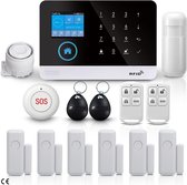 Système d'alarme - Système de sécurité Smart Home - Alarme Wifi - Écran LCD - Kit complet de système d'alarme sans fil pour maison avec sirène, capteurs, Télécommandes et bouton SOS - Kit Wifi Smart Home