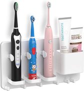 Porte-brosse à dents électrique auto-adhésif support mural pour rasoir salle de bain organisateur boîte ABS (blanc)