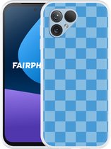 Cazy Hoesje geschikt voor Fairphone 5 Blauw Dambordpatroon