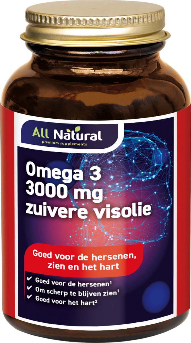 All Natural Omega 3 3000mg zuivere visolie 100 Capsules
