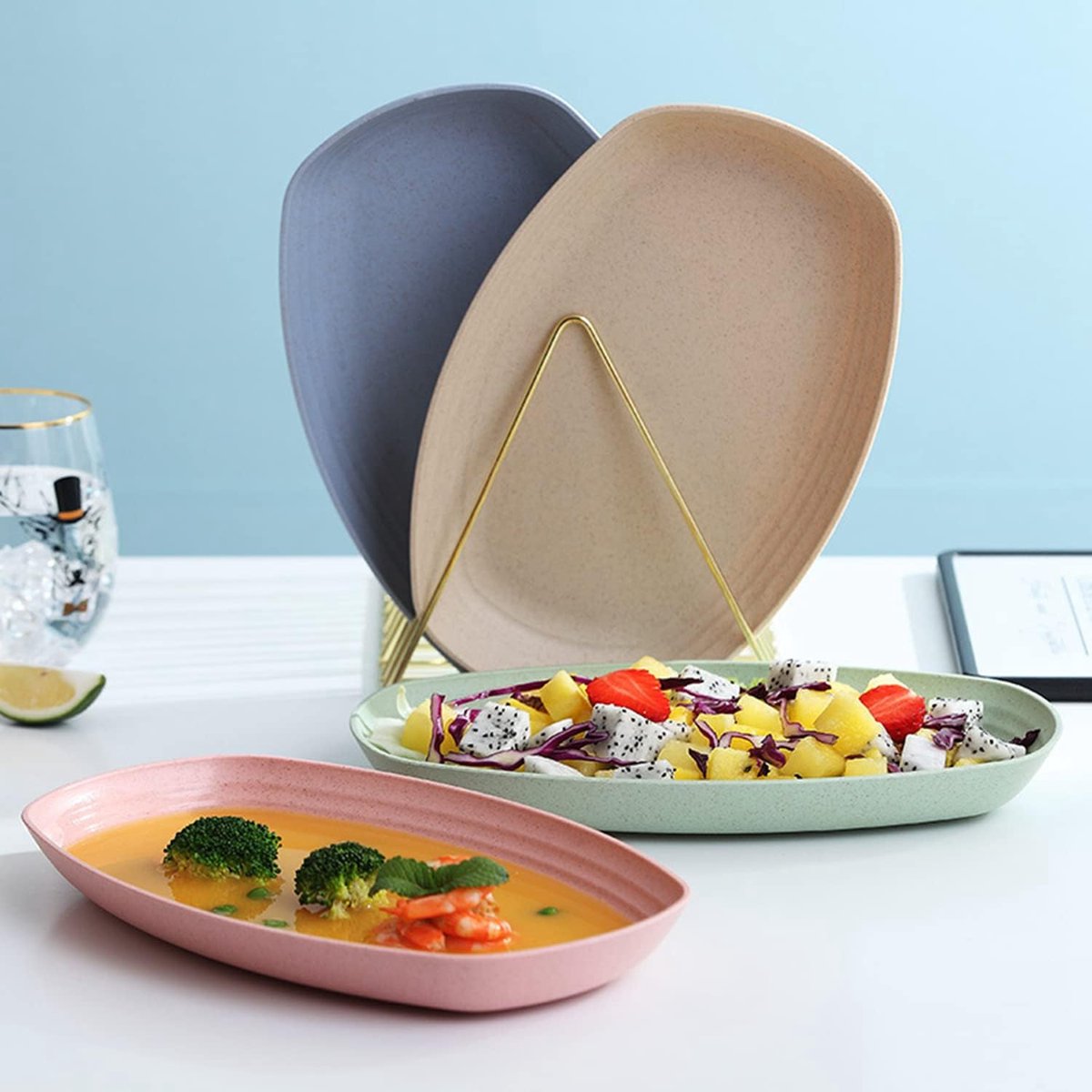 4-delige snackborden, taartbordenset, dessertborden, lichte en onbreekbare borden voor desserts, salades, muesli, pasta enz., magnetron- en vaatwasmachinebestendig (30 cm)