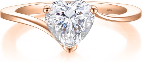 Amora - Bague solitaire moissanite cœur en or Ring 18 carats - 0,5 carat