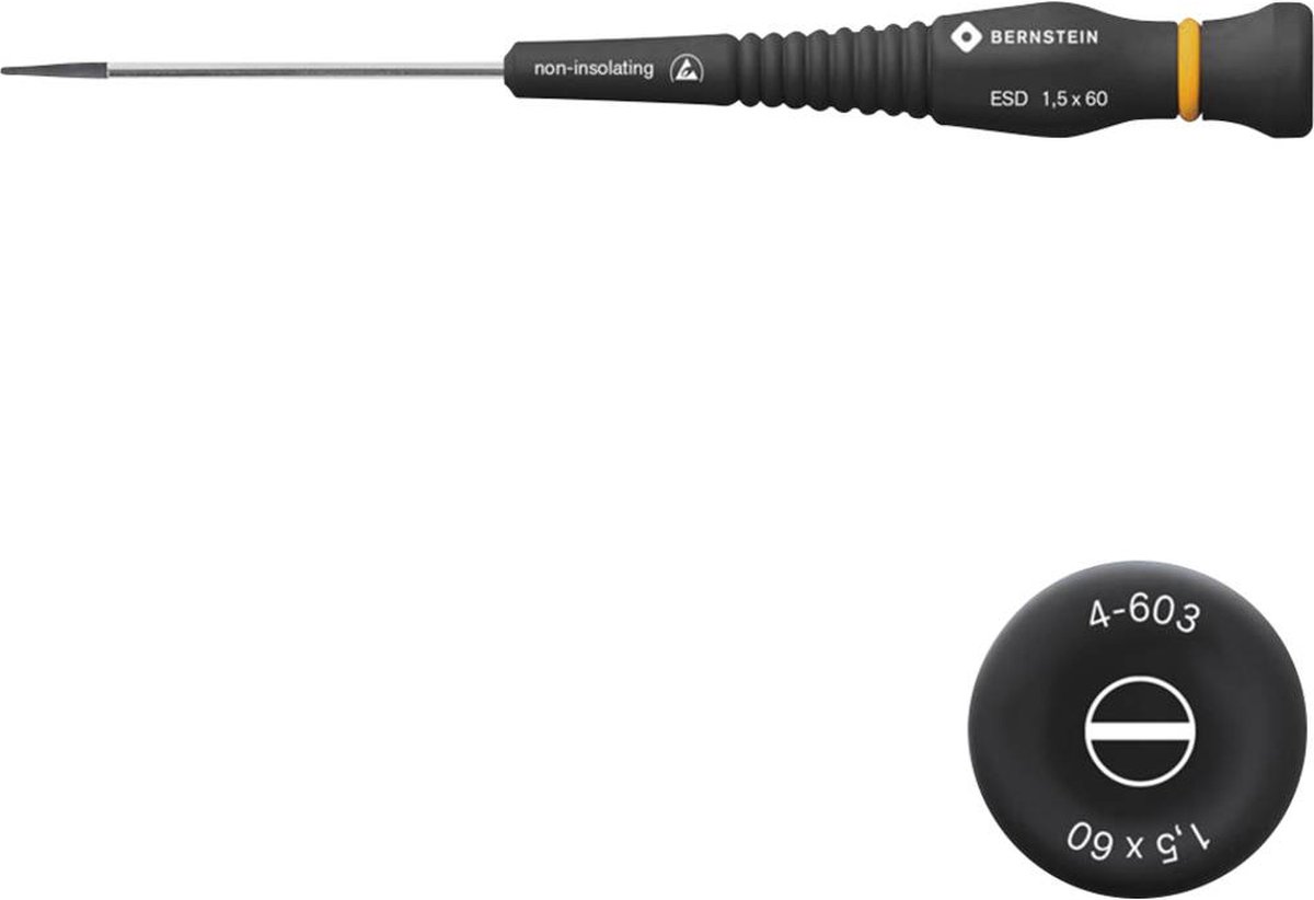 BERNSTEIN Tools for Electronics Elektronica en fijnmechanica Platte schroevendraaier Kopbreedte: 1.5 mm Koplengte: 60 m