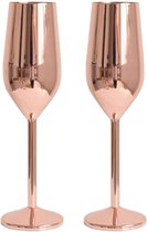 Champagnefluiten set van 2 304 roestvrij staal rosé goud 220 ml rode wijnglazen set voor huwelijksgeschenken voor verjaardag (rosé goud)