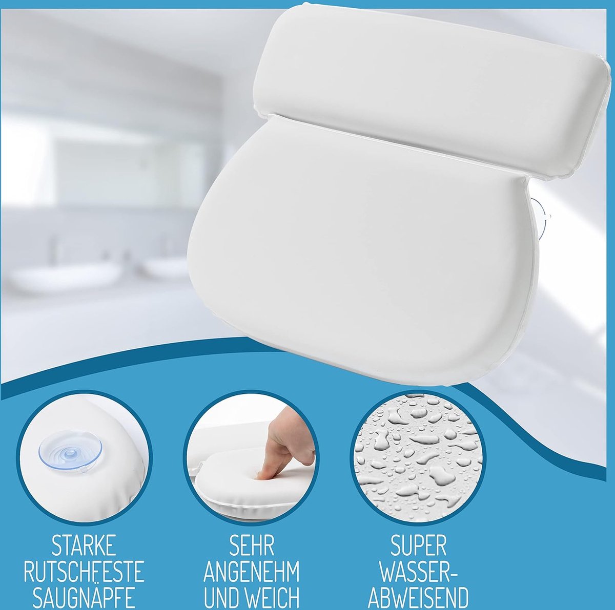 Goedkoopste Badkussen voor optimale schouders en nek bekleding, badkussen voor extra comfortabel baden, onderhoudsvriendelijk badkussen met 7 sterke zuignappen