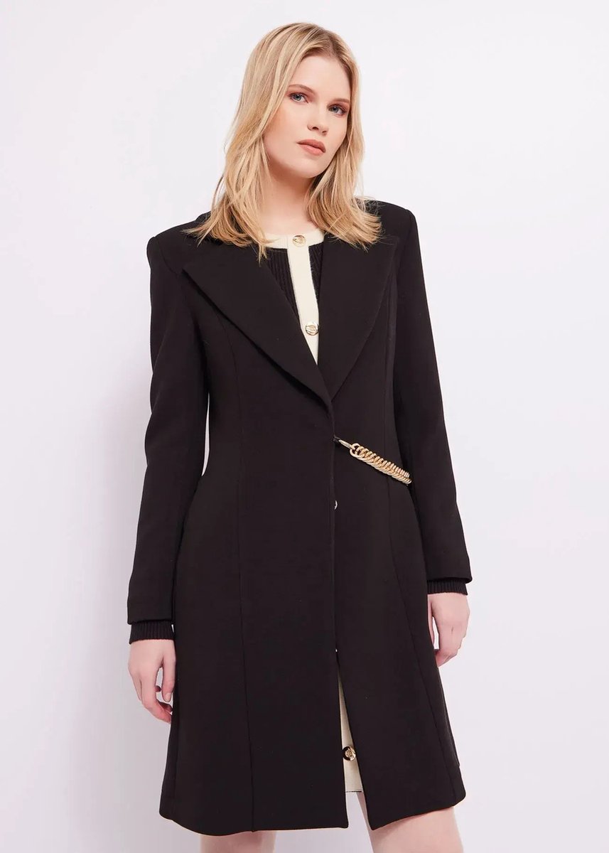 Stretch crêpe manteau 321FD35024 Black