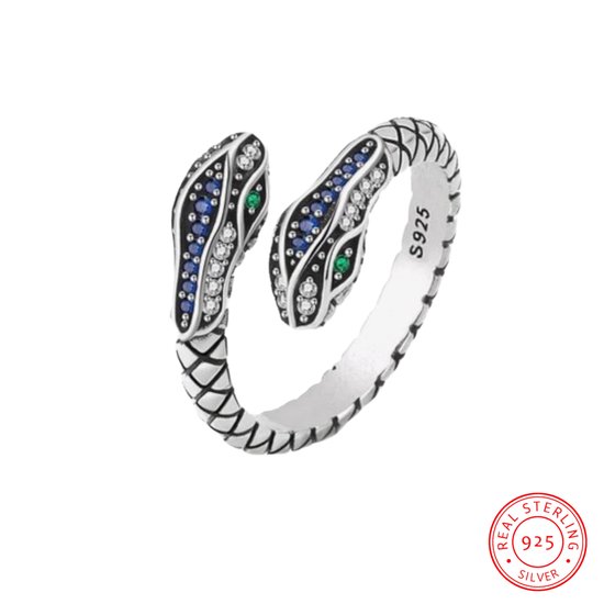 Ring Serpent Diamond Borasi | Argent 925 | Diamond vert | Argent | Diamond Blauw | Diamond Wit | Zircone | Ring | Cadeau femme | Fête des mères | Cadeau de fête des mères