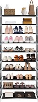 Nuvolix schoenenrek - Schoenenbank - schoenenkast - 10 laags - 40 paar schoenen - zwart - plastic - 72*27*170CM