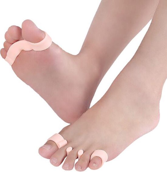Correcteur d'orteils pour 5 orteils I Écarteur d'orteil I Hallux Valgus I Redressage des orteils I Écarteur d'orteils en gel de Siliconen I Wit I 1 paire