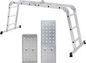 Multifunctionele 6-in-1 Vouwladder - 4x3 Sporten - Vouwtrap Inclusief Stabiliteitsbalk - Werkhoogte 4.5 Meter