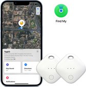 Smarttag Bluetooth-sleutelzoeker 2 Stuks, geschikt voor iOS "Zoek Mijn", Bluetooth-tracker Global Tracking voor koffers, portemonnee, huisdieren, sleutels, ouderen, kinderen - wit
