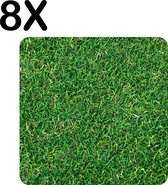 BWK Luxe Placemat - Zo Groen als Gras - Set van 8 Placemats - 40x40 cm - 2 mm dik Vinyl - Anti Slip - Afneembaar