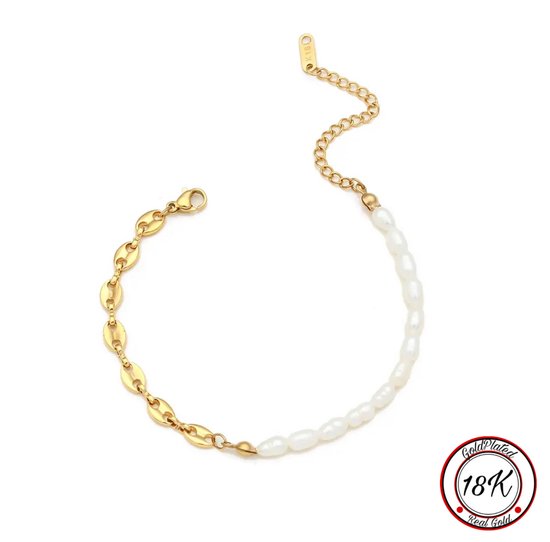 Borasi Pearl Chain Bracelet | Parel Chain Armband | 18K Goldplated | Vrouwen Armband | Vrouwen Sieraden | Verstelbare Armbanden | Cadeau Voor Haar | Best Verkochte Sieraden | Moederdag Cadeautje