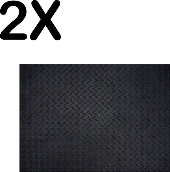 BWK Textiele Placemat Zwarte Traanplaat Metalen Textuur Set van 2