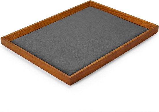 Oirlv Premium lederen plat sieradendienblad sieraden display organizer tray, organisatiedienblad voor nachtkastje of commode (medium
