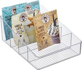 keukenorganizer – opbergbox voor kruiden en specerijen – kruidenrek van kunststof met 3 vakken voor in de kast of op het werkblad – transparant