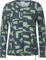 Cecil TOS Cosy Shirt Big Letter Dames T-shirt - kleur Deep Lake Green Melange - Maat l