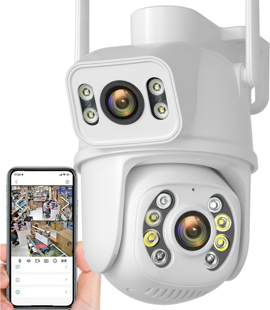 Xd Xtreme - Dual lens beveiligings camera - 2 camera's in een behuizing - wit - PTZ - waterdicht - Bluetooth - Wi-Fi - LAN van XD-Xtreme — afbeelding 5