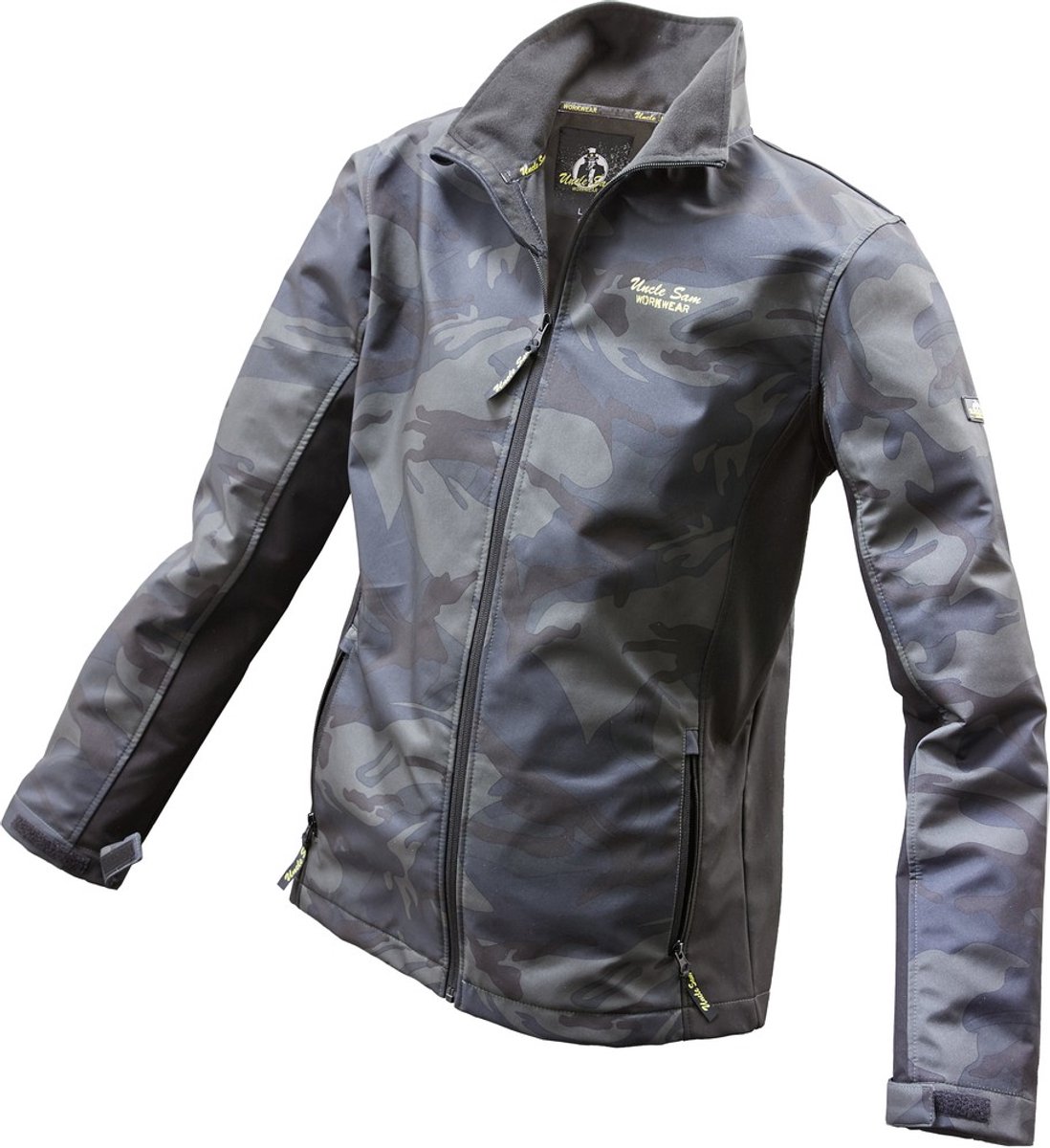 Uncle Sam WORKWEAR Softshelljas wind- en waterafstotend olijfgroen camouflage maat L