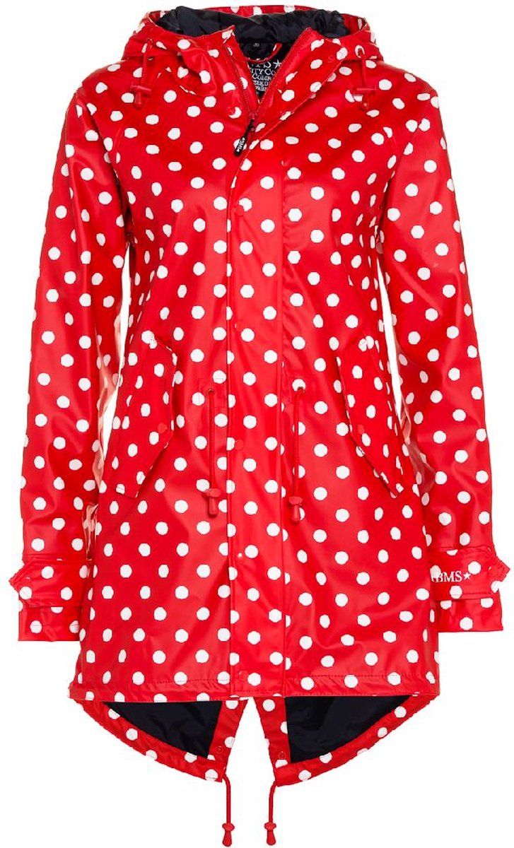 Rode dames regenjas met witte stippen / parka HafenCity® van BMS XXL