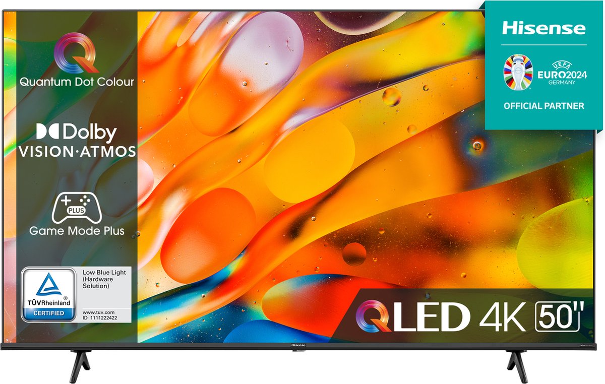Hisense 50E7KQ, 127 cm (50") - 3840 x 2160 Pixels - QLED - Smart TV - Wifi - Zwart