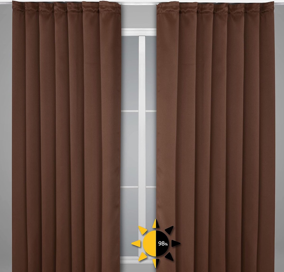Verduisterend gordijn met krulband U-band, gordijn verduisterend ondoorzichtig, maat en kleur naar keuze (breedte 140 cm. hoogte 245 cm, Donkerbruin)