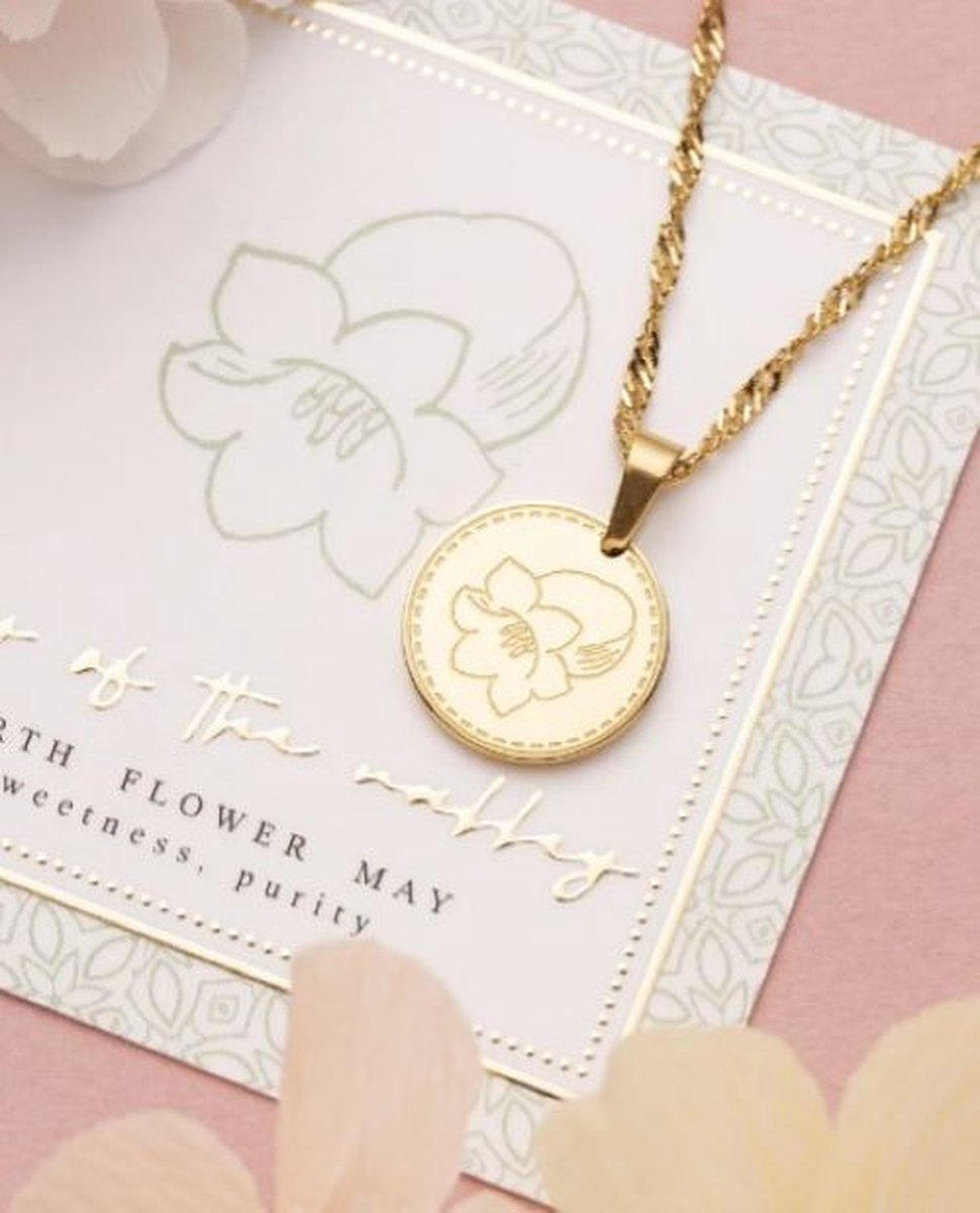 Ketting Birth Flower - Goudkleurig - 55 cm - Mei - Lily of the Valley