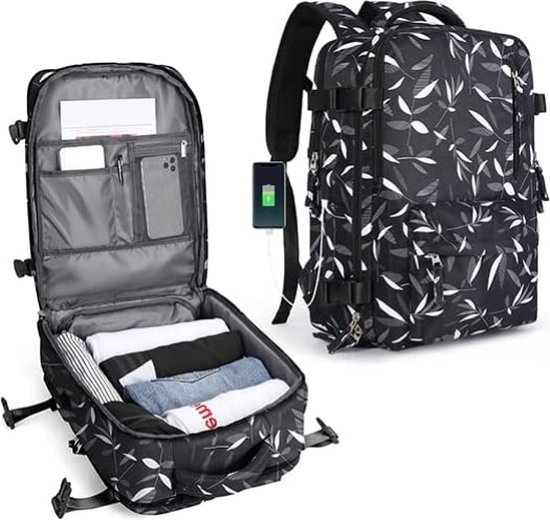 Handbagage Reistas voor Vrouwen en Mannen - Laptoptas - Flightbag en Rugzak met Cabin Size Laptopvak, USB-Oplaadpoort en Schoenencompartiment