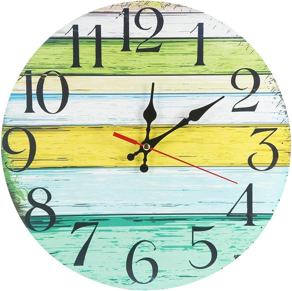 30 cm houten wandklok/keukenklok in landelijke stijl stilte niet-tikkend voor de keuken, thuiskantoor, woonkamer en slaapkamer (Lake Huis)
