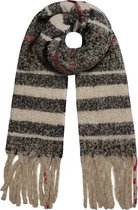 Sjaal- Shawl - geruit - gestreept - warm - zacht - 100% acryl - zwart - beige - rood - herfst / winter - 180 x 45 cm