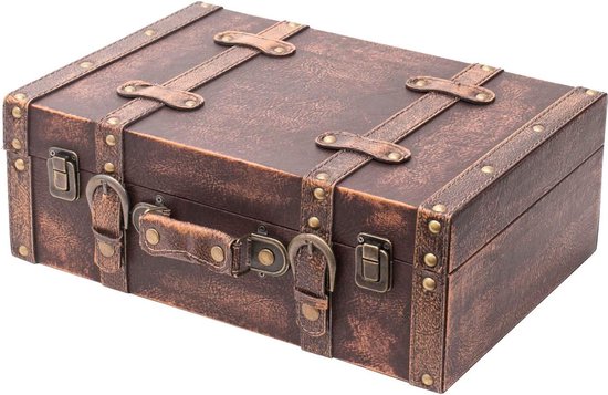 Vintage koffer van hout | 38 x 26 x 13 cm | groot | deco klassiek