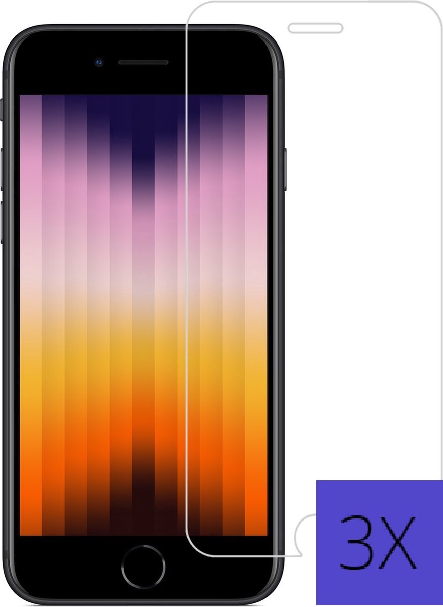 Screenprotector Geschikt voor Iphone SE 2020/2022 - Tempered Glass - Transparant en krasbestendig - 3 Pack