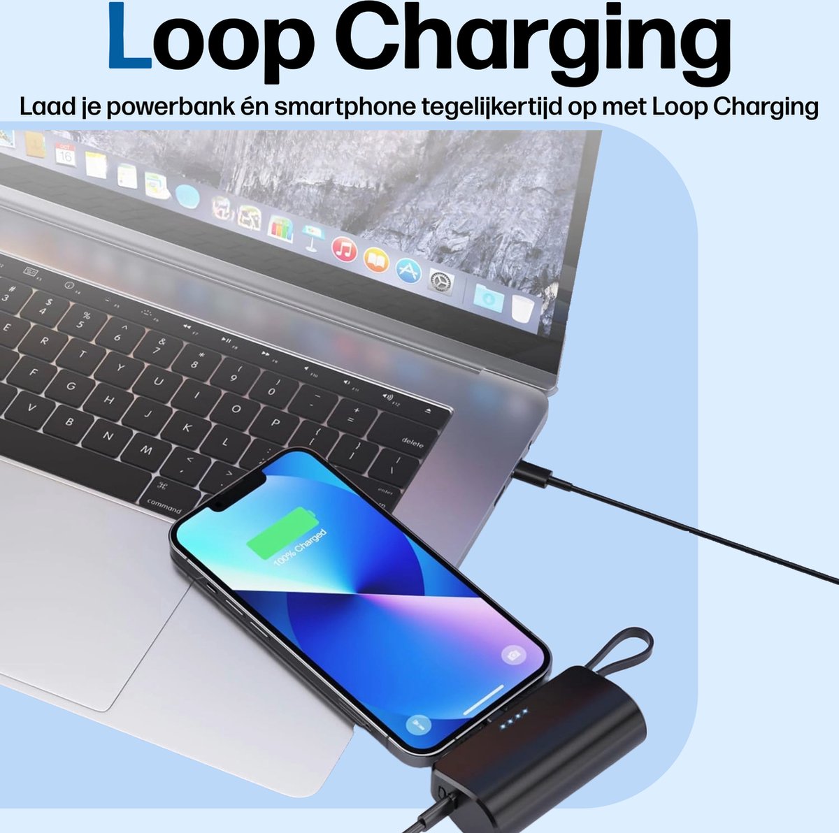 Powerbank solare da 5000 mAh con ricarica wireless e torcia