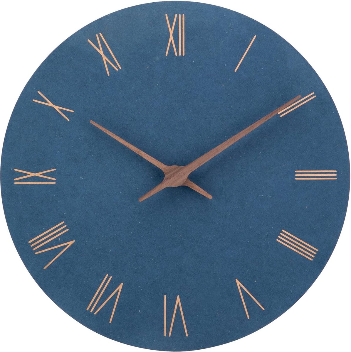 MDF houten wandklok zonder tikkende geluid, geruisloos, modern, 30 cm, kwarts, grote wandklok op batterijen, eenvoudig te lezen voor kamer, thuis, keuken, slaapkamer, kantoor, school (blauw + Romeinse cijfers)