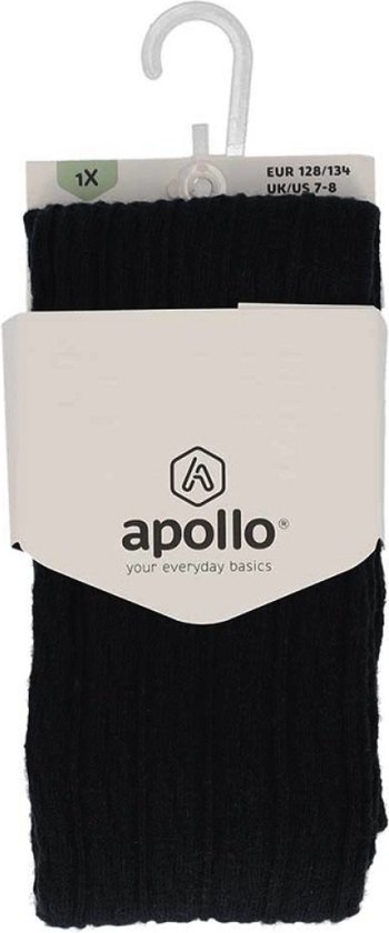 Verpakte zwarte panty's van Apollo. Maten: EUR 128/134, UK/US 7-8.