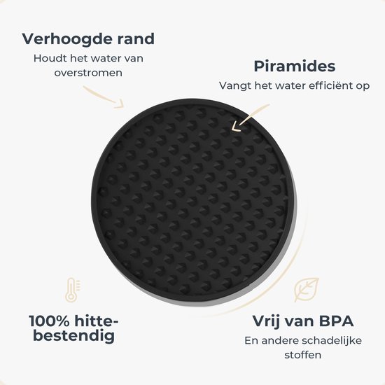 Castagnola Dessous de verre en Siliconen avec support - Sous-verres de verre pour Sous-verres - Design de sous- Sous-verres - Ensemble de sous- Verres - Sous-verres de verre - Siliconen de haute qualité - Set de 14 - Zwart